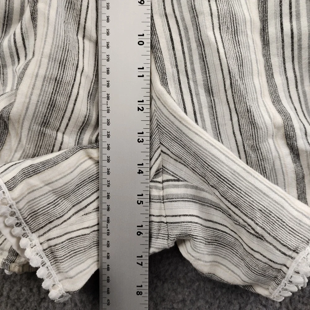 Banana Republic Linen Blend Shorts Sz XL 5 Inch Striped Pom Pom Lace Trim NWT